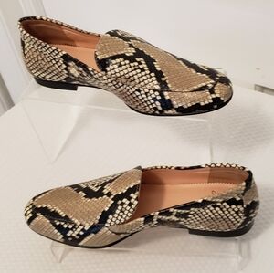 NWOB J. Crew Cecile Smoking Loafers Snake Embossed Leather Sze 6 Business Casual